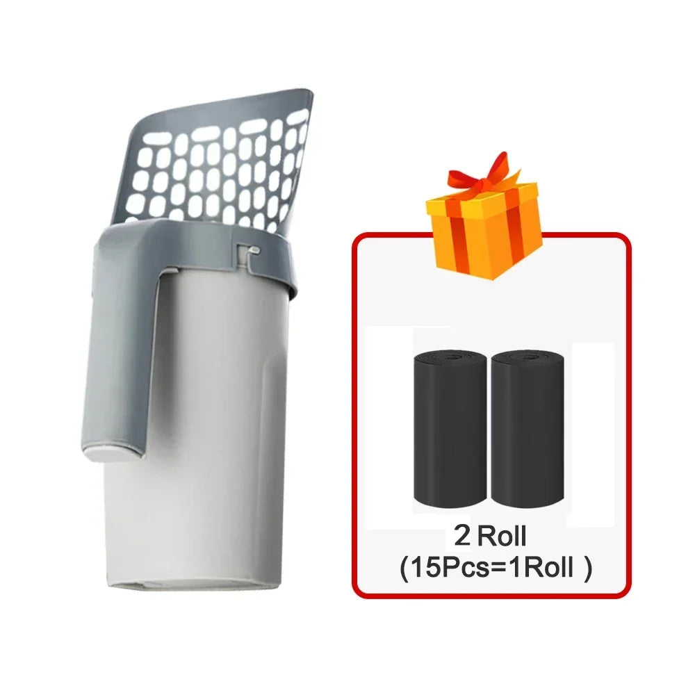 Integrated Detachable Deep Cat Litter Shovel with Refill Bag Holder, Cat Litter Scoop, Kitten Litter Box Cat Supplies