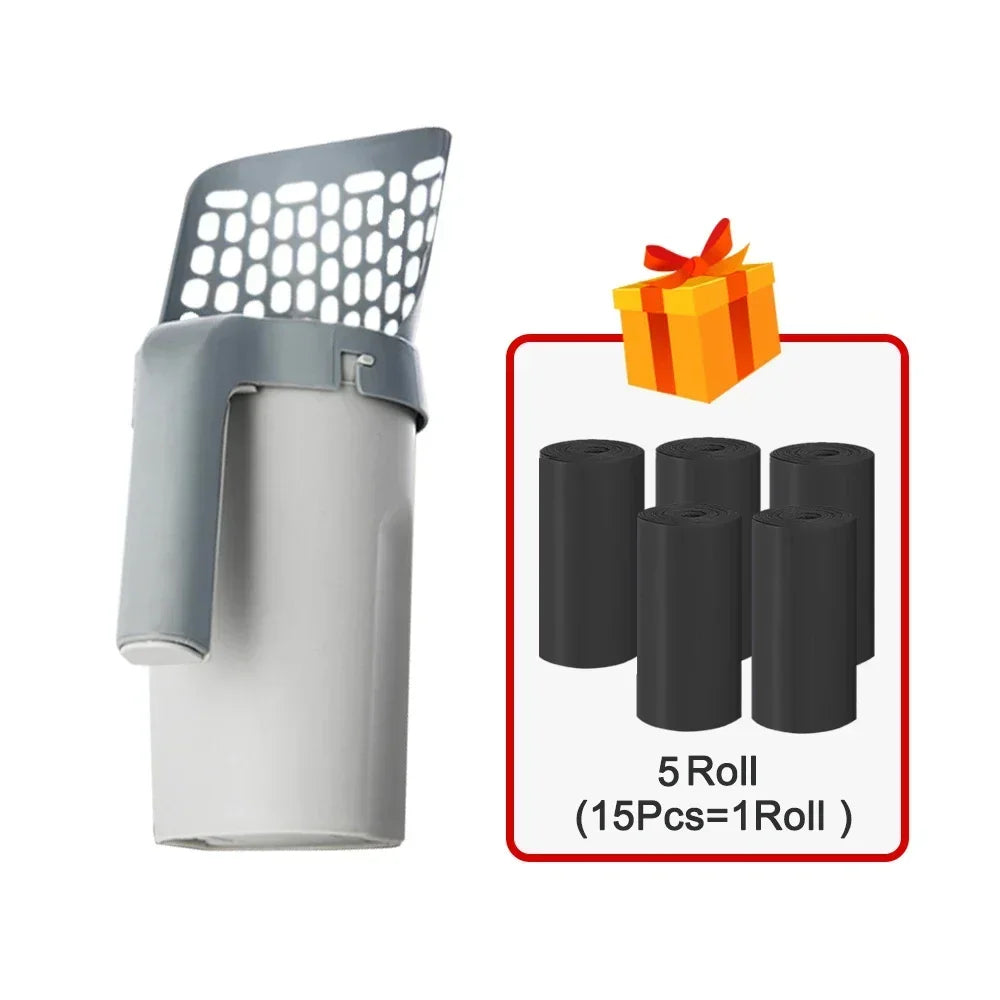 Integrated Detachable Deep Cat Litter Shovel with Refill Bag Holder, Cat Litter Scoop, Kitten Litter Box Cat Supplies